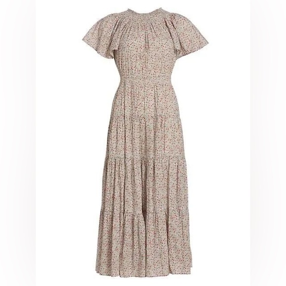 NEW NWT THE GREAT. The Creek Midi Dress Cream Mini Wildflower - Picture 5 of 16